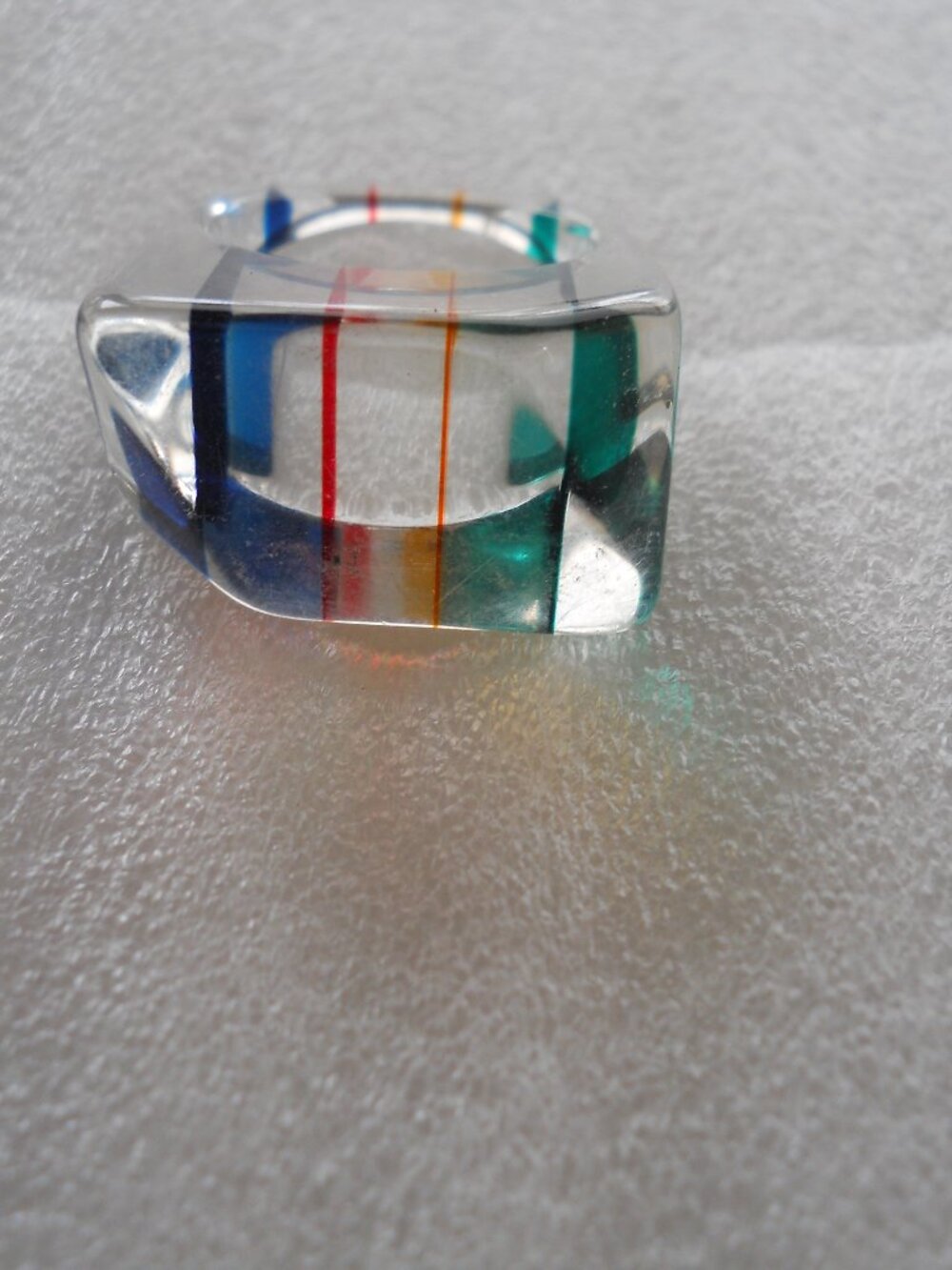 Vintage - Rainbow Stripe Clear Ring 1125